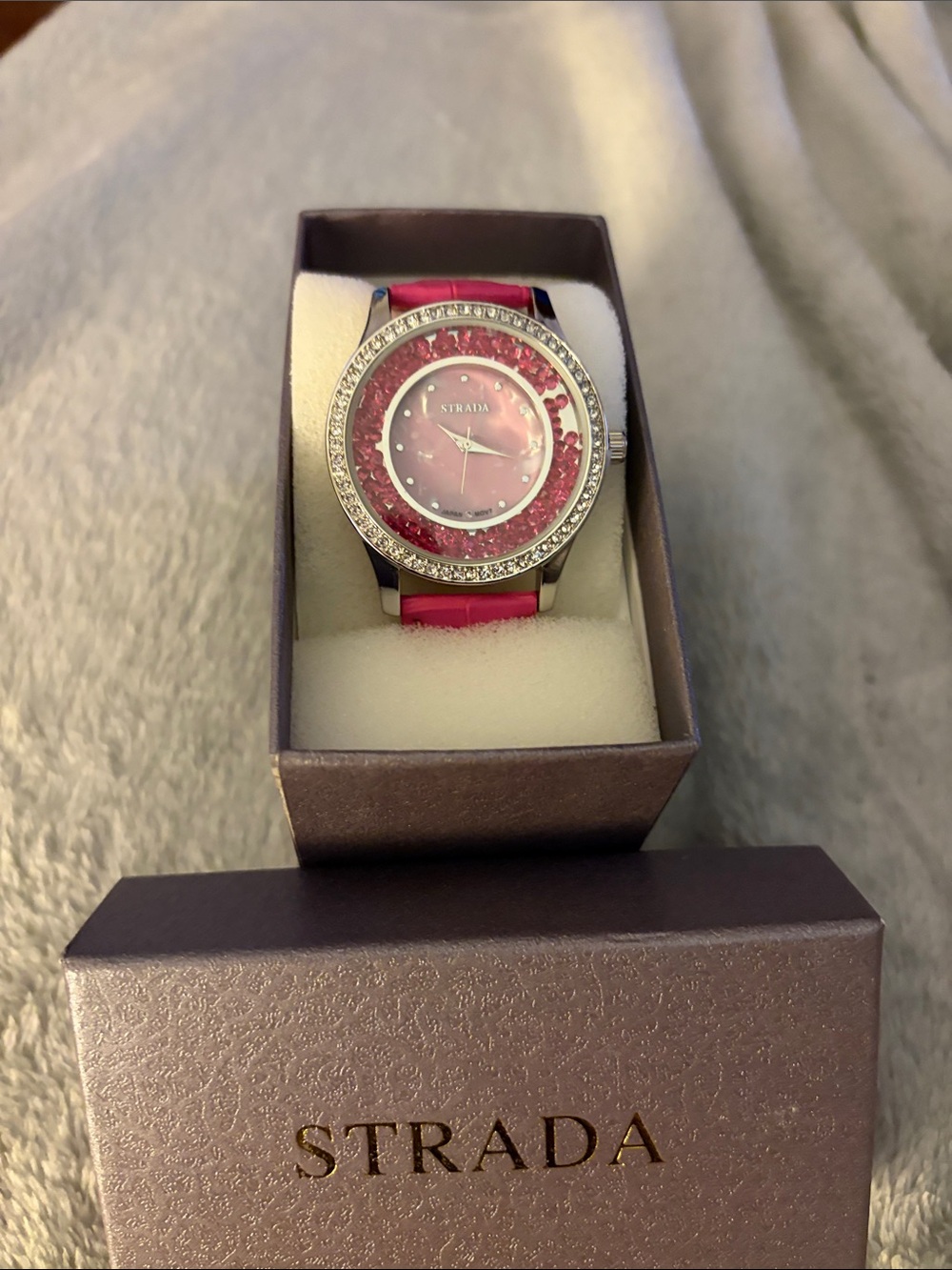 Strada Hot Pink Crystal-Trim Women's Watch